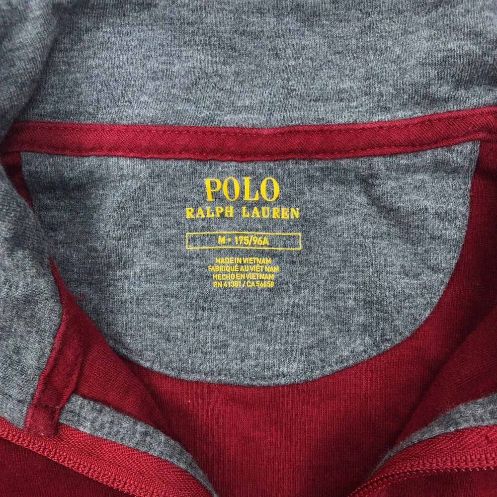 Polo Ralph Lauren Mens Medium Red Quarter Zip Pullover Pony Logo Sweatshirt